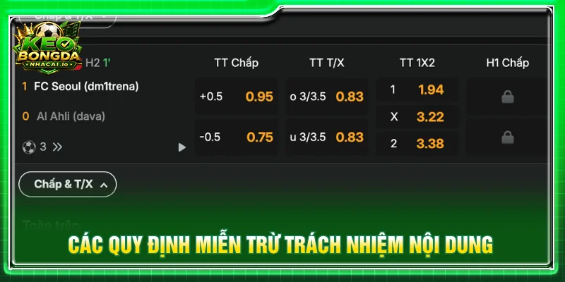 Thông tin về trách nhiệm và giới hạn sử dụng nội dung